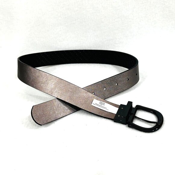 Vince Camuto Faux Leather Reversible Belt Black/Silver-Gray Metallic - Small - Picture 5 of 7